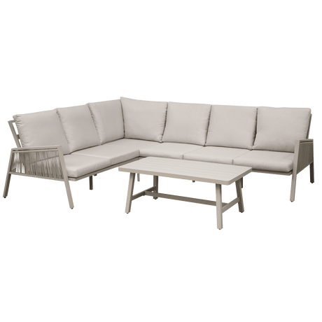 Dellonda Fusion 4 Piece Outdoor Garden Corner Sofa & Coffee Table Set, Aluminium - DG57 - DG57 - Sealey Tools UK - Trade Counter Direct