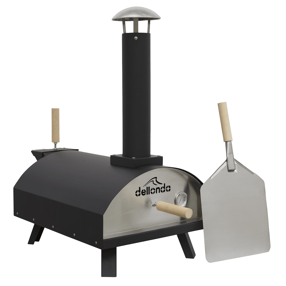 Dellonda Portable Wood - Fired 14" Pizza Oven and Smoking Oven, Black/Stainless Steel - DG10 - DG10 - Sealey Tools UK - Trade Counter Direct