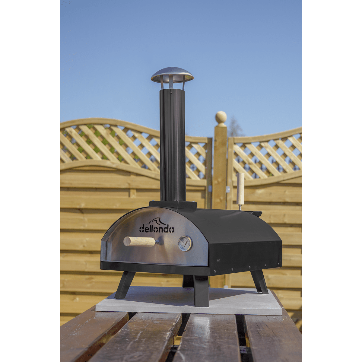 Dellonda Portable Wood - Fired 14" Pizza Oven and Smoking Oven, Black/Stainless Steel - DG10 - DG10 - Sealey Tools UK - Trade Counter Direct