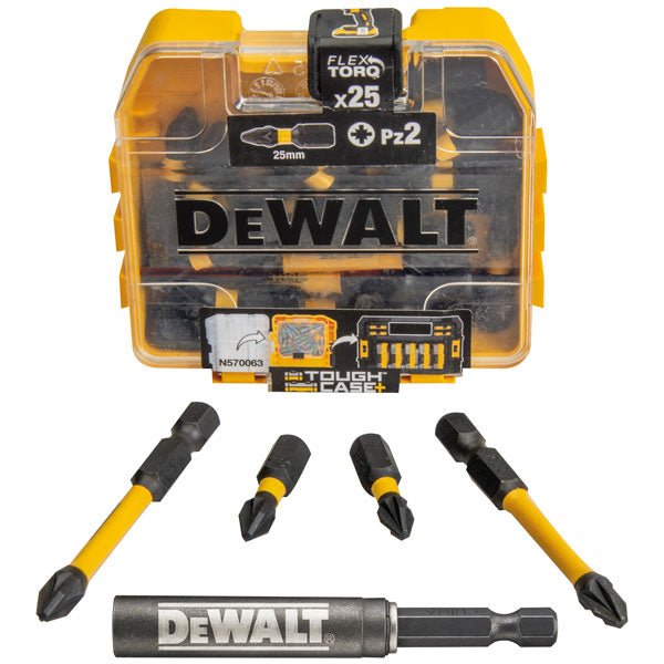 Dewalt 25 Piece PZ2 Impact Bits Box - With Drive Holder - XMS22IMPCT21 - XMS22IMPCT21 - DeWalt Power Tools UK - Trade Counter Direct