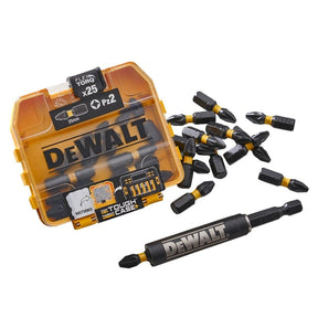 Dewalt 25 Piece PZ2 Impact Bits Box - With Drive Holder - XMS22IMPCT21 - XMS22IMPCT21 - DeWalt Power Tools UK - Trade Counter Direct