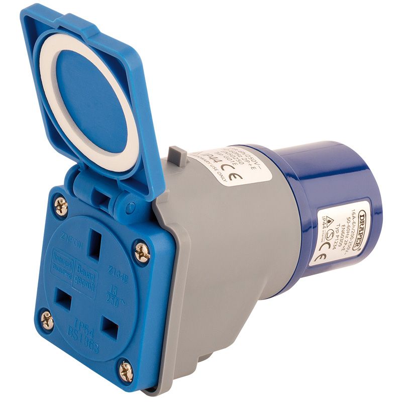 Draper 240VMP1 230V Adaptor with 16A Plug to 13A Socket - (17574) - DR-17574 - Draper - Trade Counter Direct