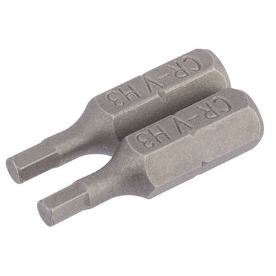 Draper 25HX/2/B Hexagonal Insert Bit, 3mm, 1/4" Hex, 25mm Long (Pack of 2) - (63962) - DR-63962 - Draper - Trade Counter Direct