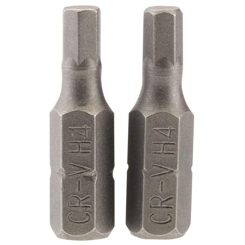 Draper 25HX/2/B Hexagonal Insert Bit, 4mm, 1/4" Hex, 25mm Long (Pack of 2) - (63982) - DR-63982 - Draper - Trade Counter Direct