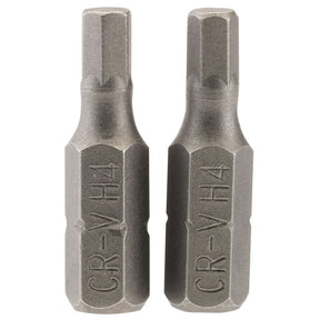 Draper 25HX/2/B Hexagonal Insert Bit, 4mm, 1/4" Hex, 25mm Long (Pack of 2) - (63982) - DR-63982 - Draper - Trade Counter Direct