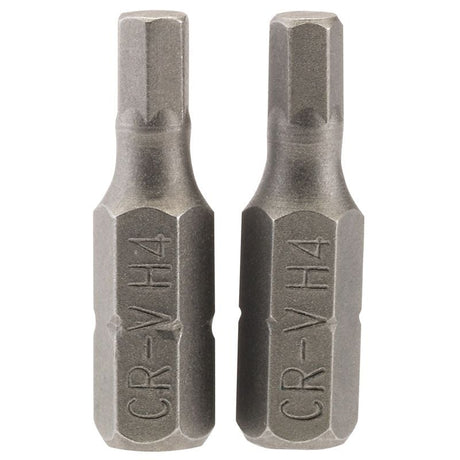 Draper 25HX/2/B Hexagonal Insert Bit, 4mm, 1/4" Hex, 25mm Long (Pack of 2) - (63982) - DR-63982 - Draper - Trade Counter Direct