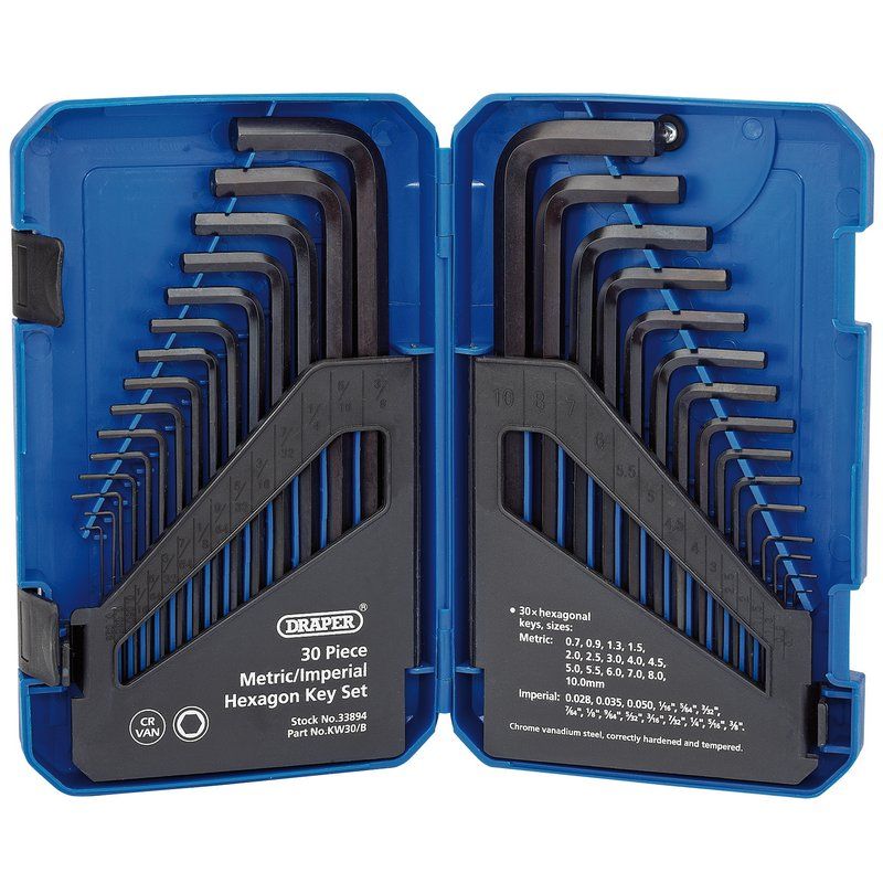 Draper 33894 30 Piece Metric/Imperial Hex Allen Key - DR-33894 - Draper - Trade Counter Direct