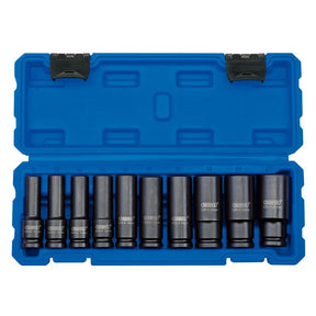 Draper 410D/10/MM Metric Deep Impact Socket Set, 1/2" Sq. Dr. (10 Piece) - (83096) - DR-83096 - Draper - Trade Counter Direct