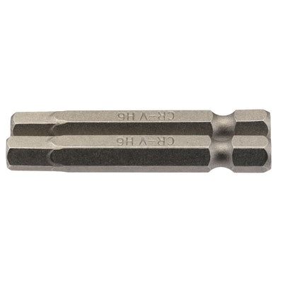 Draper 50HX/2/B Hexagonal Insert Bit, 6mm, 1/4" Hex, 50mm Long (Pack of 2) - (64259) - DR-64259 - Draper - Trade Counter Direct