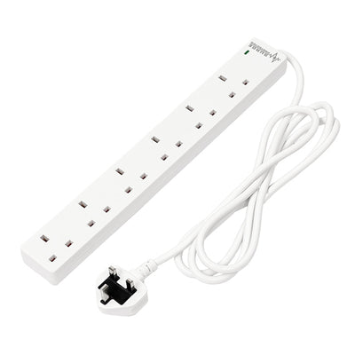 Draper 6 Way White Extension Lead, 2m - DR-30946 - Draper - Trade Counter Direct