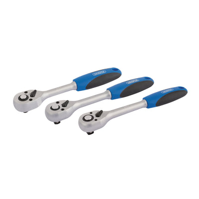 Draper 72-Tooth Reversible Soft Grip Ratchet Set (3 Piece) - DR-05911 - Draper - Trade Counter Direct