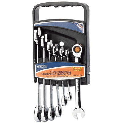 Draper 8230MM/7 Draper HI - TORQ Metric Ratcheting Combination Spanner Set (7 Piece) - (25397) - DR-25397 - Draper - Trade Counter Direct