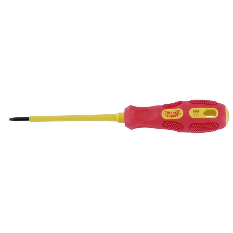 Draper 960 VDE Approved Fully Insulated Plain Slot Screwdriver, 2.5 x 75mm (Display Packed) - (69211) - DR-69211 - Draper - Trade Counter Direct