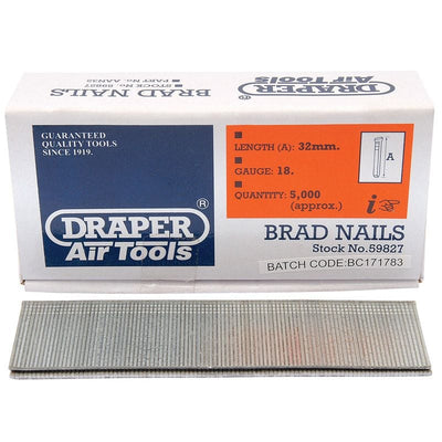 Draper AAN32 Brad Nails, 32mm (Pack of 5000) - (59827) - DR-59827 - Draper - Trade Counter Direct