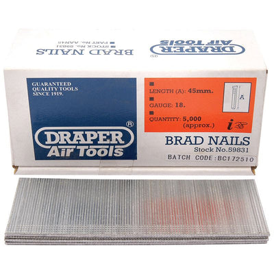 Draper AAN45 Brad Nails, 45mm (Pack of 5000) - (59831) - DR-59831 - Draper - Trade Counter Direct