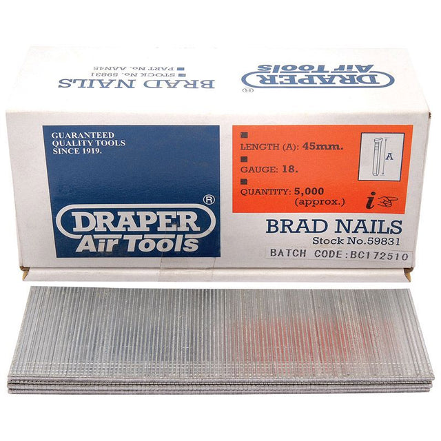 Draper AAN45 Brad Nails, 45mm (Pack of 5000) - (59831) - DR-59831 - Draper - Trade Counter Direct