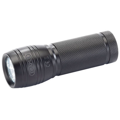 Draper AHT/LED/9 LED Aluminium Hand Torch, 3 x AAA Batteries Required - (81110) - DR-81110 - Draper - Trade Counter Direct