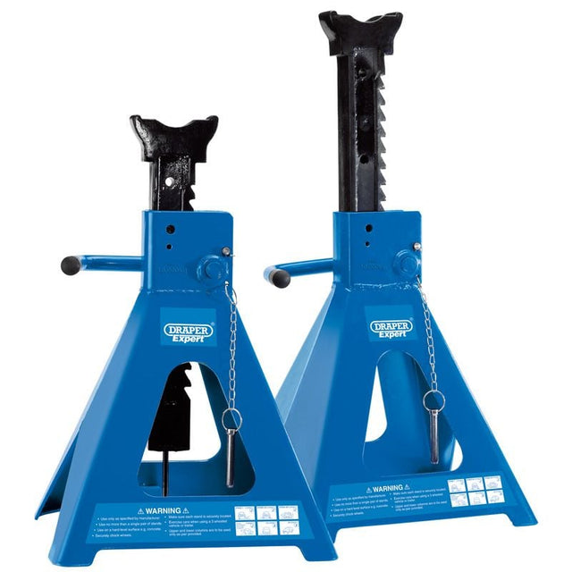 Draper ARAS10 - E10 Pair of Pneumatic Rise Ratcheting Axle Stands, 10 Tonne - (01815) - DR-01815 - Draper - Trade Counter Direct