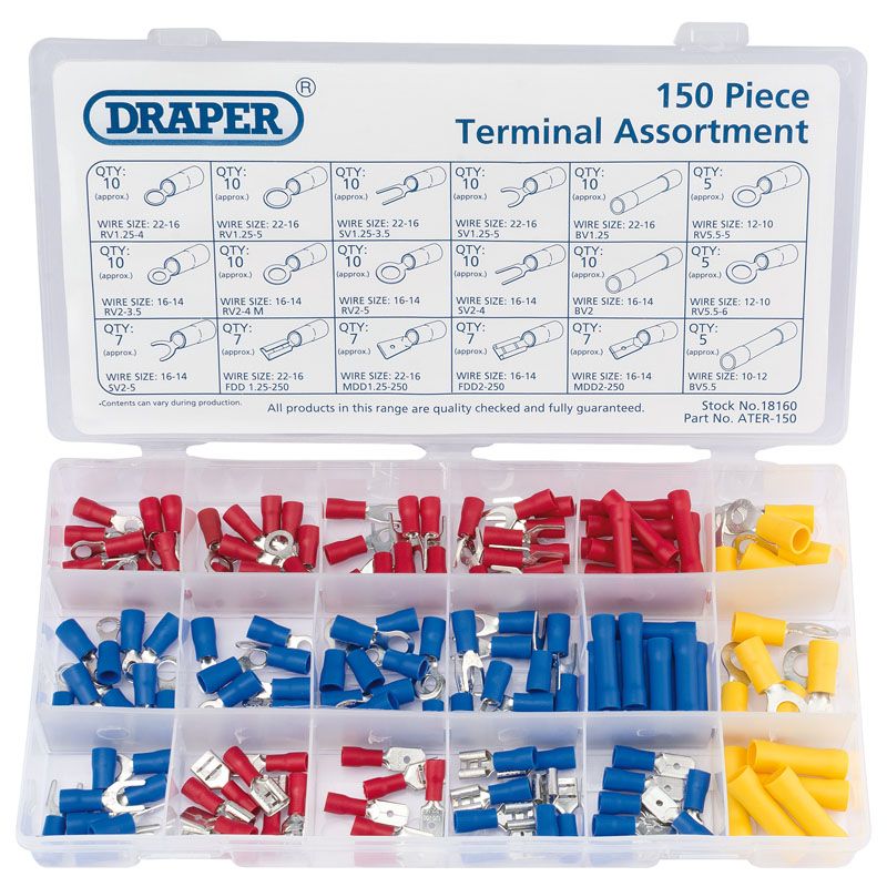 Draper ATER - 150 Insulated Terminal Assortment (150 Piece) - (18160) - DR-18160 - Draper - Trade Counter Direct