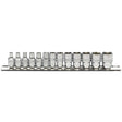 Draper B13M/SR Metric Socket Set on a Metal Rail, 1/4" Sq. Dr. (13 Piece) - (16487) - DR-16487 - Draper - Trade Counter Direct