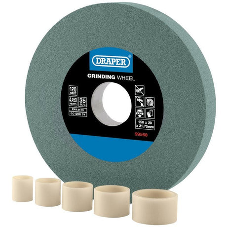 Draper BG15020S Silicon Carbide Bench Grinding Wheel, 150 x 20mm, 120g - (99568) - DR-99568 - Draper - Trade Counter Direct