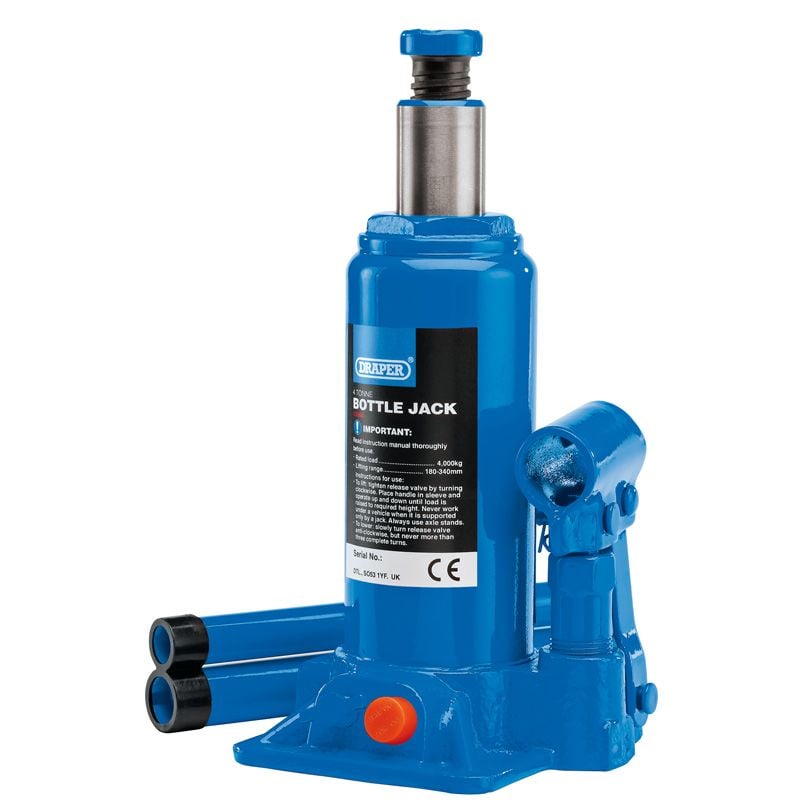 Draper BJ4 - B Hydraulic Bottle Jack, 4 Tonne - (13066) - DR-13066 - Draper - Trade Counter Direct
