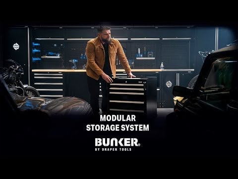Draper BUNKER Modular Storage Combo with Hardwood Worktop – 25 Piece (MS400COMBO/25B) - DR-04390 - BUNKER - Trade Counter Direct