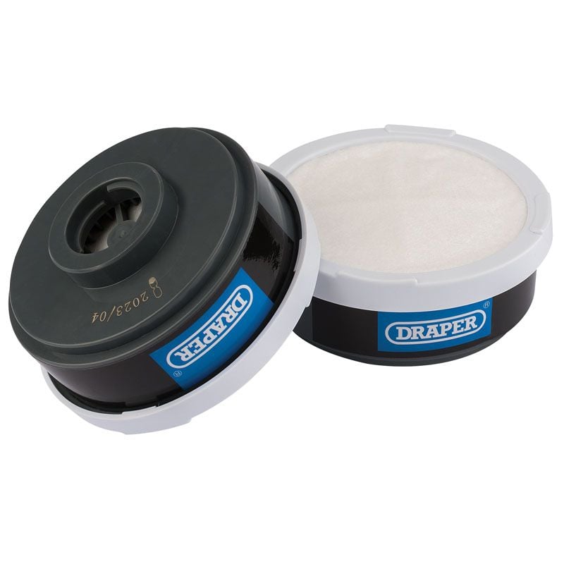 Draper CFA1P2 Spare A1P2 Filters (2) for Combined Vapour and Dust Respirator 03030 - (03030) - DR-03030 - Draper - Trade Counter Direct