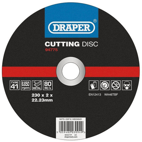 Draper CGF10 Metal Cutting Disc, 230 x 2 x 22.23mm - (94775) - DR-94775 - Draper - Trade Counter Direct