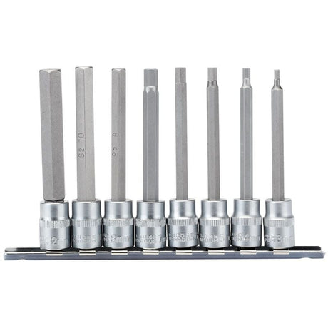 Draper D - HEX/8/100 Long Metric Hex. Socket Bit Set, 3/8" Sq. Dr., 100mm (8 Piece) - (16286) - DR-16286 - Draper - Trade Counter Direct