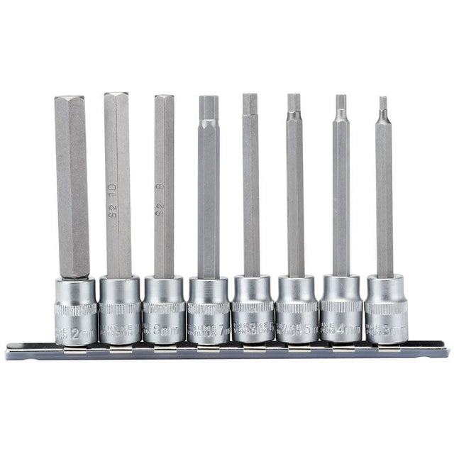 Draper D - HEX/8/100 Long Metric Hex. Socket Bit Set, 3/8" Sq. Dr., 100mm (8 Piece) - (16286) - DR-16286 - Draper - Trade Counter Direct