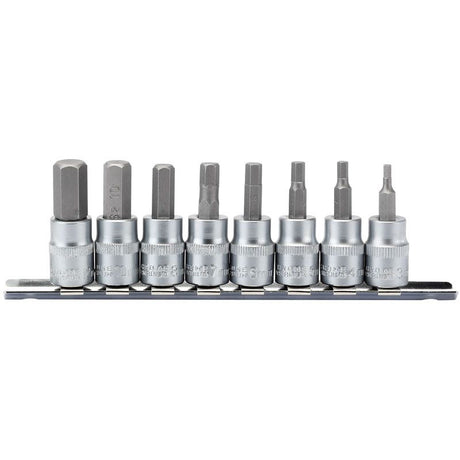 Draper D - HEX/8/55 Metric Hex. Socket Bit Set, 3/8" Sq. Dr., 48mm (8 Piece) - (16285) - DR-16285 - Draper - Trade Counter Direct