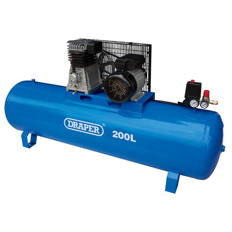 Draper DA200/369S Stationary Belt - Driven Air Compressor, 200L, 2.2kW - (55313) - DR-55313 - Draper - Trade Counter Direct