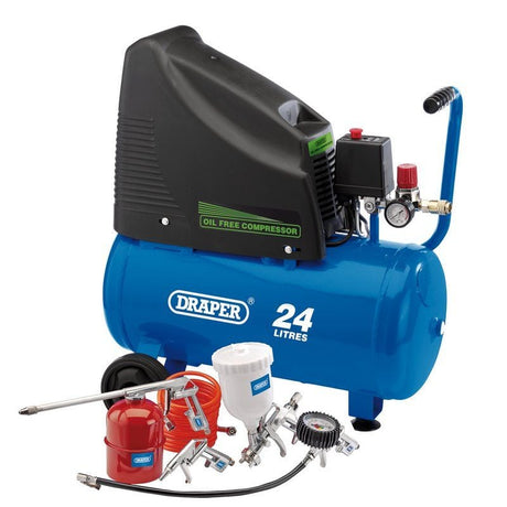 Draper DA25/19/K 230V Oil Free Compressor and Air Tool Kit - (90126) - DR-90126 - Draper - Trade Counter Direct