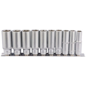 Draper DD10MMD Deep Socket Set on Metal Rail, 3/8" Sq. Dr. (10 Piece) - (16401) - DR-16401 - Draper - Trade Counter Direct