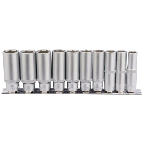 Draper DD10MMD Deep Socket Set on Metal Rail, 3/8" Sq. Dr. (10 Piece) - (16401) - DR-16401 - Draper - Trade Counter Direct