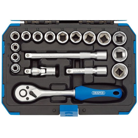 Draper DD18M Metric Socket Set, 3/8" Sq. Dr. (18 Piece) - (16359) - DR-16359 - Draper - Trade Counter Direct