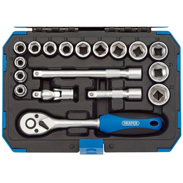 Draper DD18M Metric Socket Set, 3/8" Sq. Dr. (18 Piece) - (16359) - DR-16359 - Draper - Trade Counter Direct