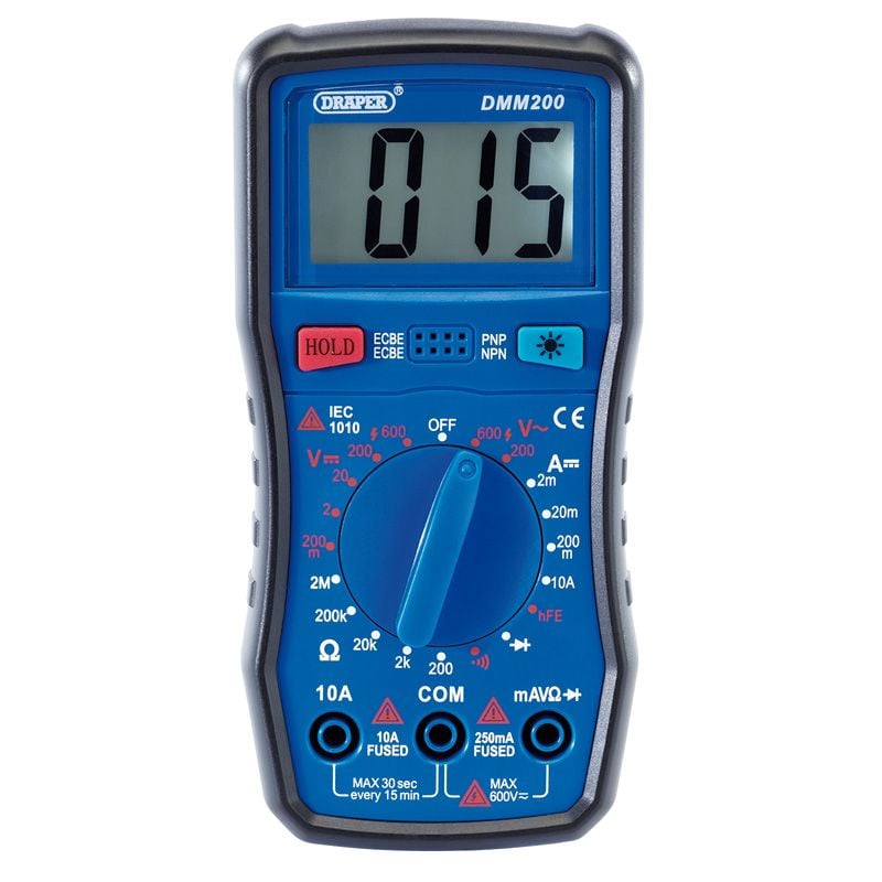 Draper DMM200 Manual - Ranging Digital Multimeter, 1 x Test Leads, 1 x Case - (41817) - DR-41817 - Draper - Trade Counter Direct