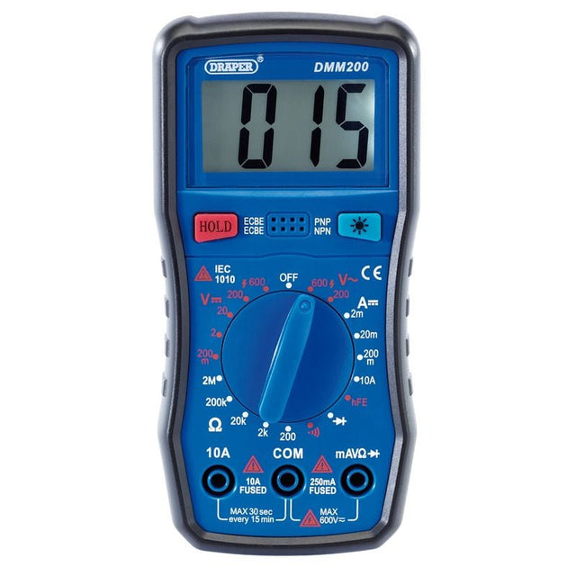 Draper DMM200 Manual - Ranging Digital Multimeter, 1 x Test Leads, 1 x Case - (41817) - DR-41817 - Draper - Trade Counter Direct