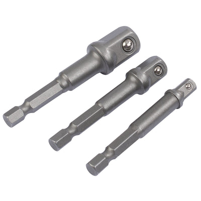 DR-00005 — Socket Adaptor Set, 1/4" Hex. x 1/4", 3/8" & 1/2" Sq. Dr. (3 Piece)