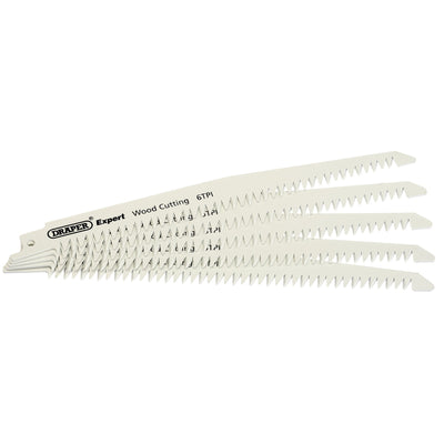 DR-02305 — Draper Expert 150mm 6tpi Bi-Metal Reciprocating Saw Blades for Wood Cutting - Pack of 5