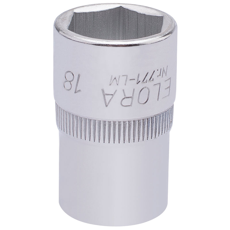 Elora Hexagon Socket, 1/2" Sq. Dr., 18mm