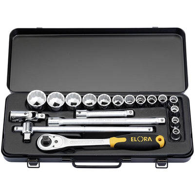 DR-15356 — Elora Metric Socket Set, 1/2" Sq. Dr. (19 Piece)