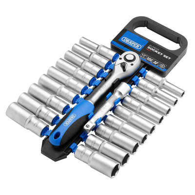 DR-16377 — Combined MM/AF Deep Socket and Ratchet Set, 1/2" Sq. Dr. (20 Piece)