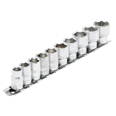 DR-16400 — Socket Set on Metal Rail, 3/8" Sq. Dr. (10 Piece)