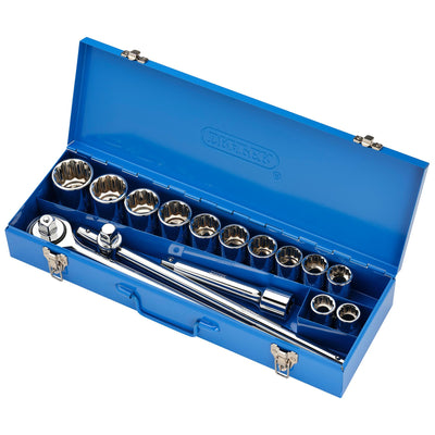DR-16440 — Draper HI-TORQ® Metric Socket Set in Metal Case, 3/4" Sq. Dr. (15 Piece)