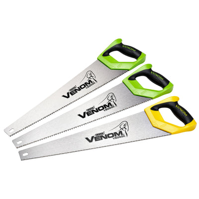 DR-17693 — Draper Venom® 2 x First Fix & 1 x Second Fix Double Ground Handsaws, 500mm, 7tpi/8ppi & 11tpi/12ppi (Pack of 3)