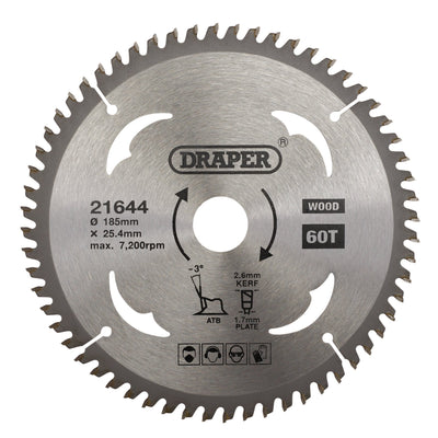 DR-21644 — TCT Circular Saw Blade for Laminate & Wood, 185 x 25.4mm, 60T