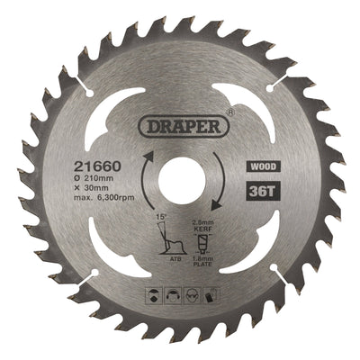DR-21660 — TCT Circular Saw Blade for Wood, 210 x 30mm, 36T